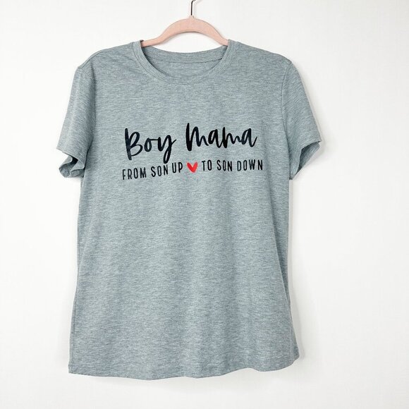 2/$24 Boy Mama From Son Up to Son Down Novelty Short Sleeve Tee Gray Large #9675 - Picture 3 of 7